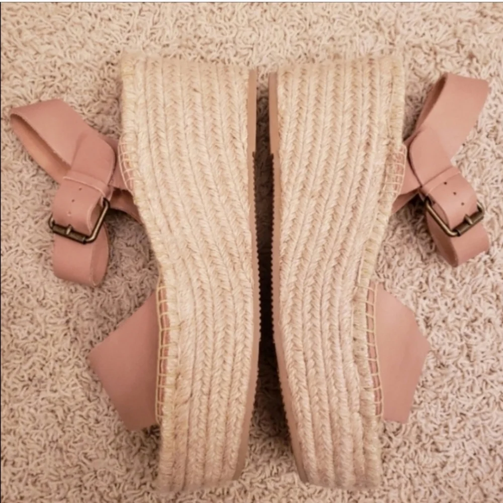 Soludos Minorca High Platform Wedge Sandal Espadrille Leather Size 9.5 NWT